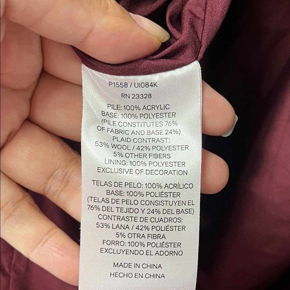 Pendleton Maroon Teddy Jacket With Checkered Lini… - image 3